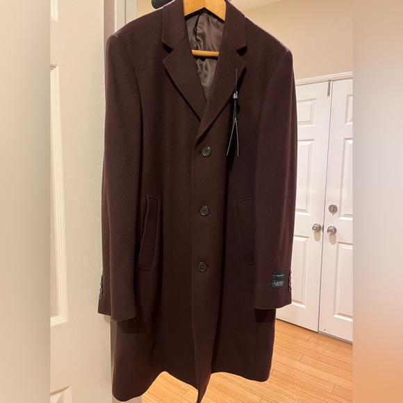 Lauren Ralph Lauren Wool Luxury Overcoat Burgundy Wine Size 40R NWT